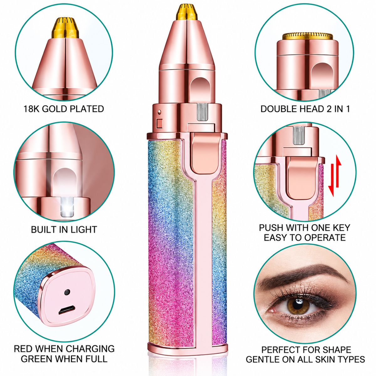 2-in-1 Rechargeable Eyebrow & Facial Hair Trimmer